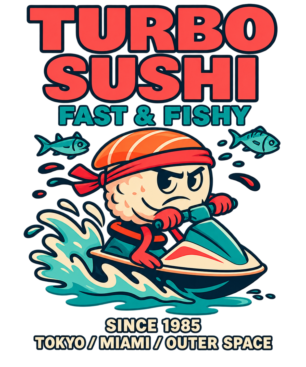 TURBO SUSHI V1 - BLUE OVERSIZE HOODIE