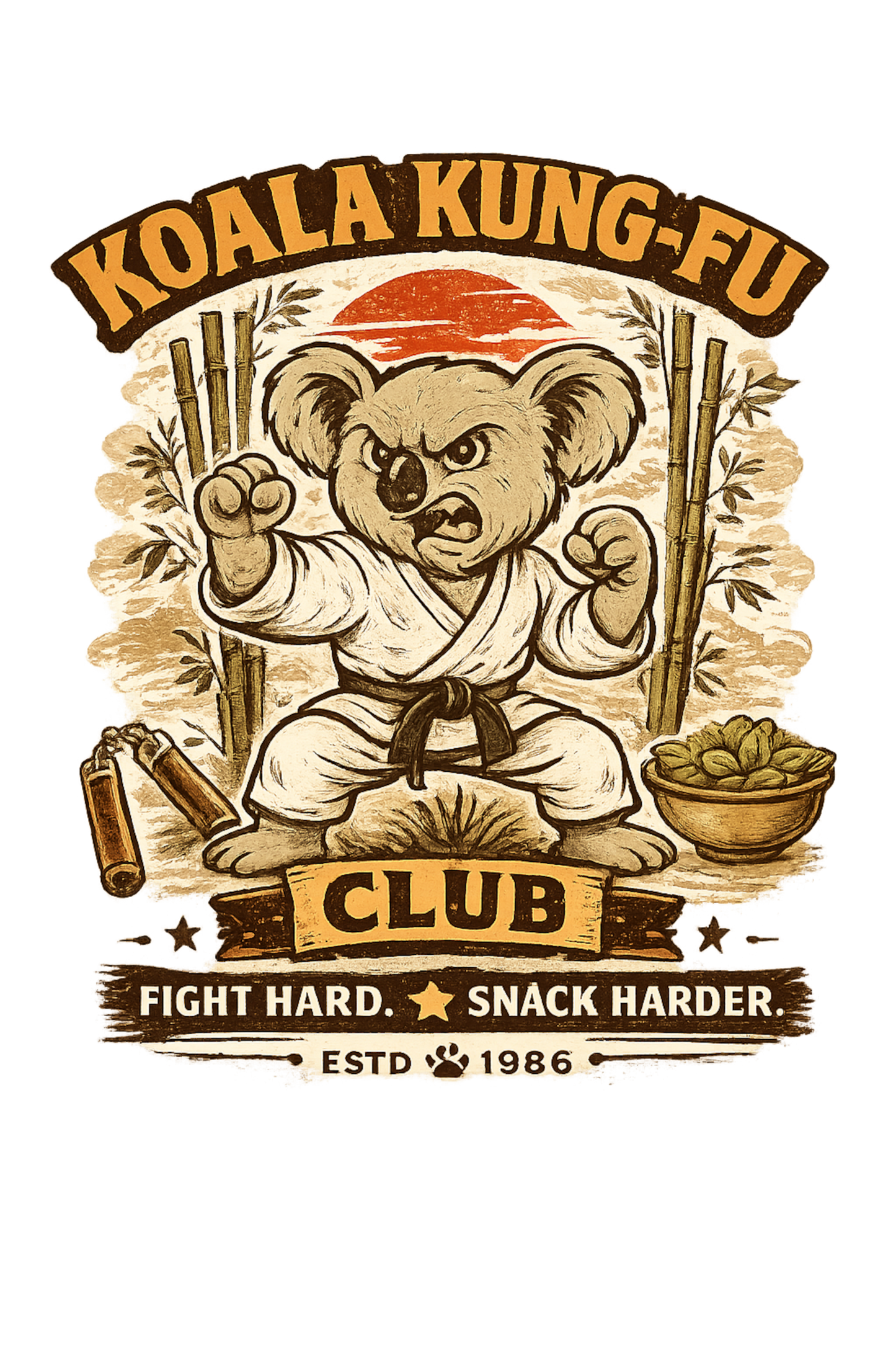 KOALA KUNG FU - BLACK OVERSIZE TEE