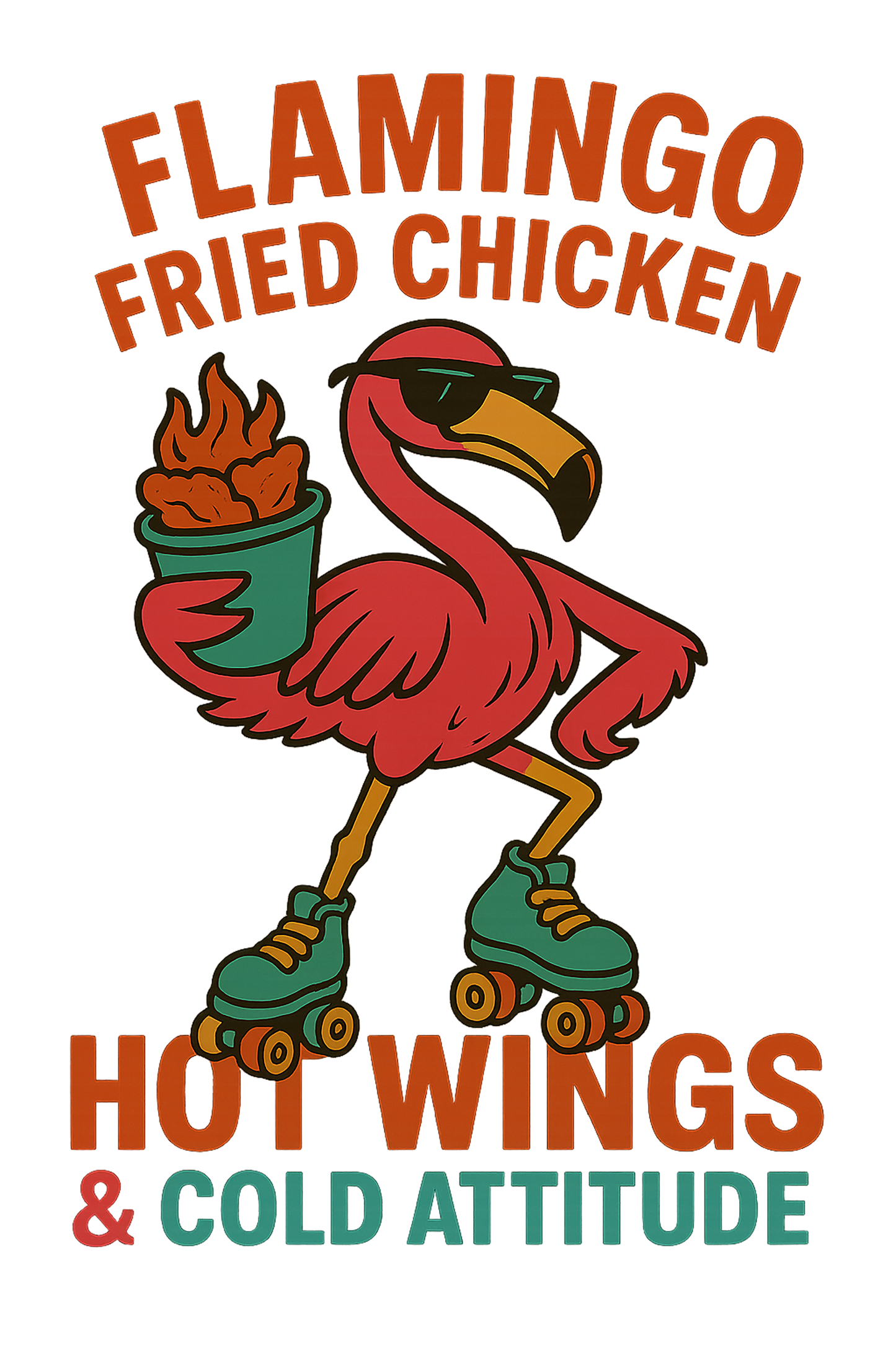 FLAMINGO FRIED CHICKEN - WHITE OVERSIZE TEE