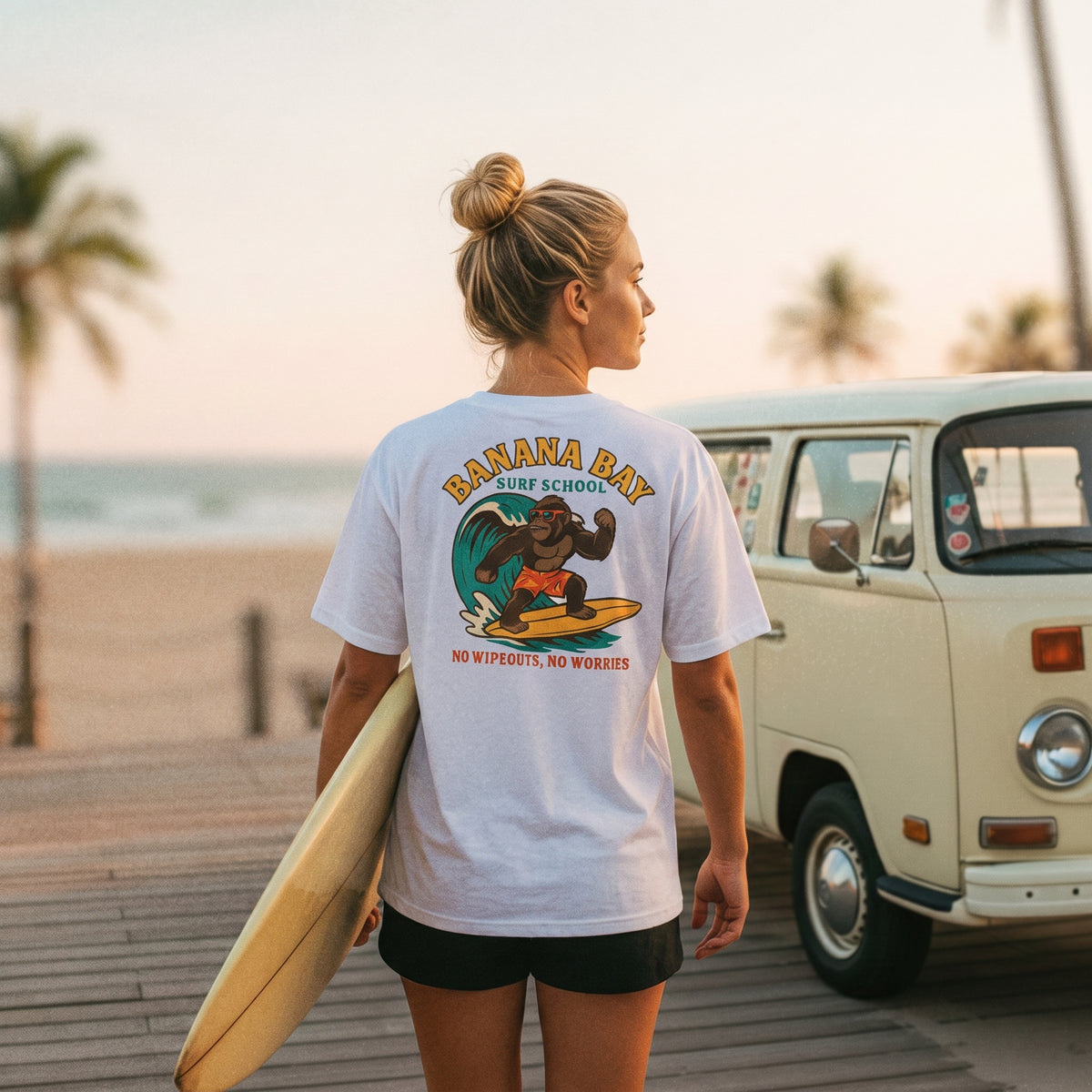 T-shirt oversize Banana Bay blanc porté en situation