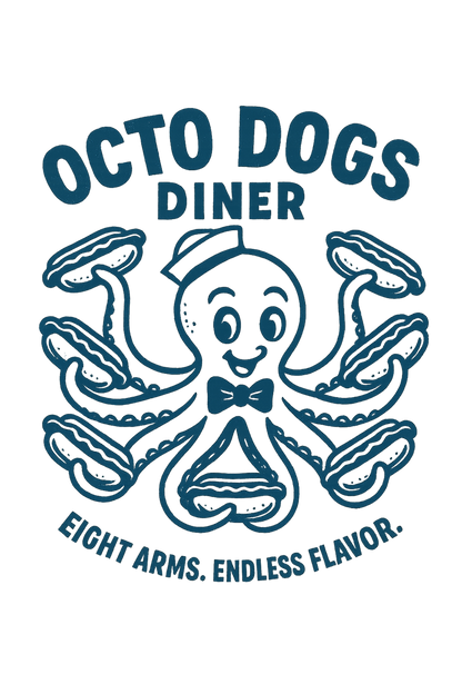 Illustration originale Octo Dogs Dinner par Very Cheesy