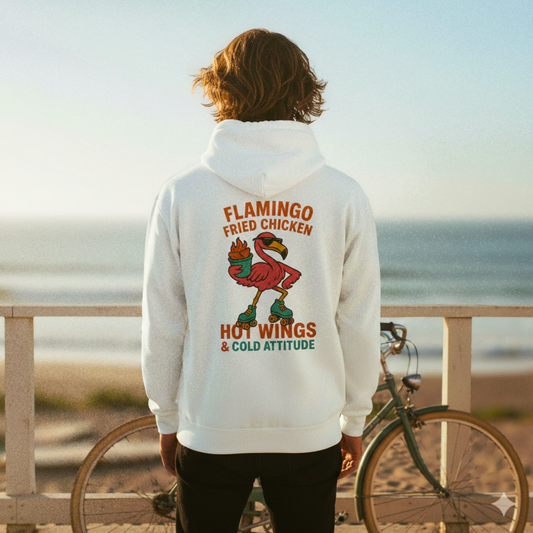 FLAMINGO FRIED CHICKEN - WHITE HOODIE