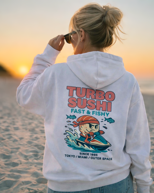 TURBO SUSHI - WHITE HOODIE