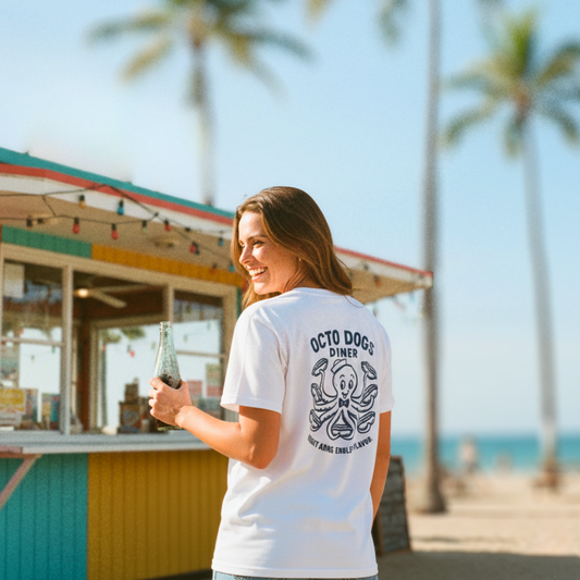 OCTO DOGS DINNER - WHITE OVERSIZE TEE