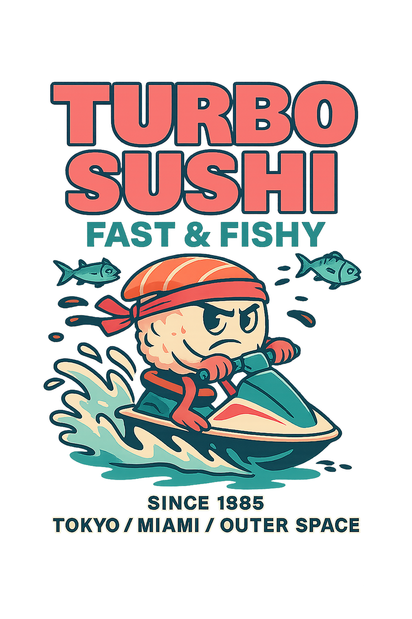 TURBO SUSHI - WHITE OVERSIZE TEE