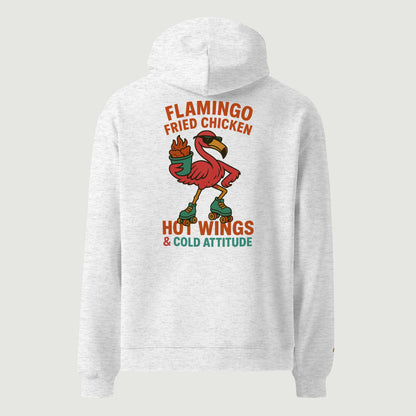 Hoodie oversize Flamingo Fried Chicken blanc, vu de dos