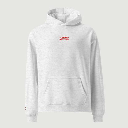 Hoodie oversize Flamingo Fried Chicken blanc, vu de face