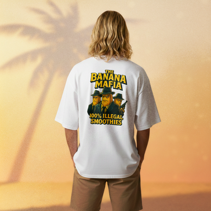 T-shirt oversize Banana Mafia blanc porté en situation