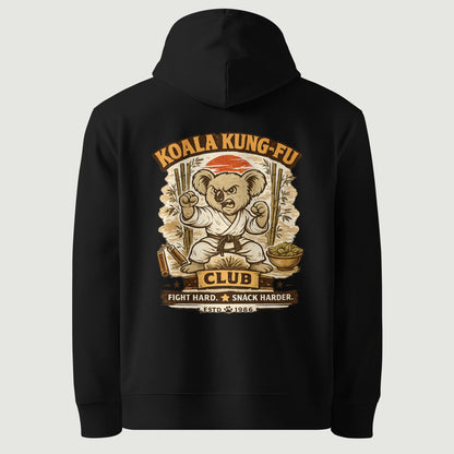 Hoodie Koala Kung Fu noir, vu de dos