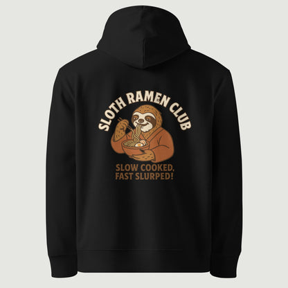Hoodie Sloth Ramen Club noir, vu de dos