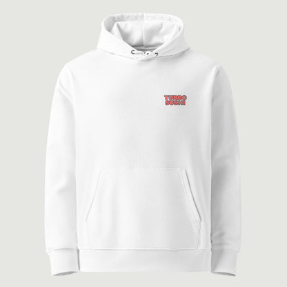 Hoodie Turbo Sushi blanc, vu de face
