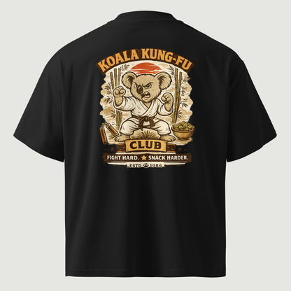 T-shirt oversize Koala Kung Fu noir, vu de dos