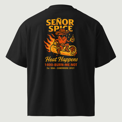 T-shirt oversize Señor Spice noir, vu de dos