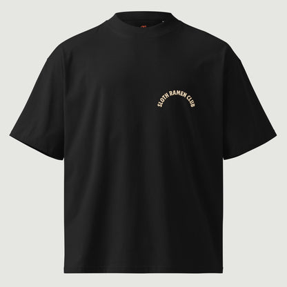 T-shirt oversize Sloth Ramen Club noir, vu de face