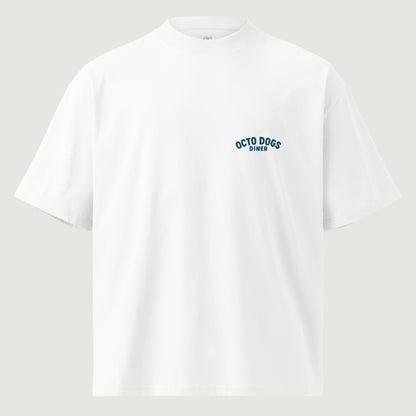 T-shirt oversize Octo Dogs Dinner blanc, vu de face