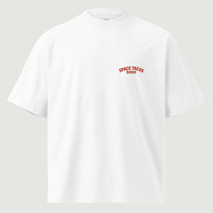 T-shirt oversize Space Tacos 3000 blanc, vu de face